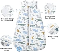 Vista 2 de Mosebears Saco de dormir para bebé con cremallera de 2 vías, saco de dormir de algodón 0.5 TOG unisex (paquete de 2, XL (18-24 meses))