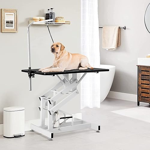 Miniatura 2 de Mesa hidráulica de aseo para perros, mesa de aseo resistente para perros pequeñosmedianos en casa, mesa de aseo para mascotas con brazo y lazo