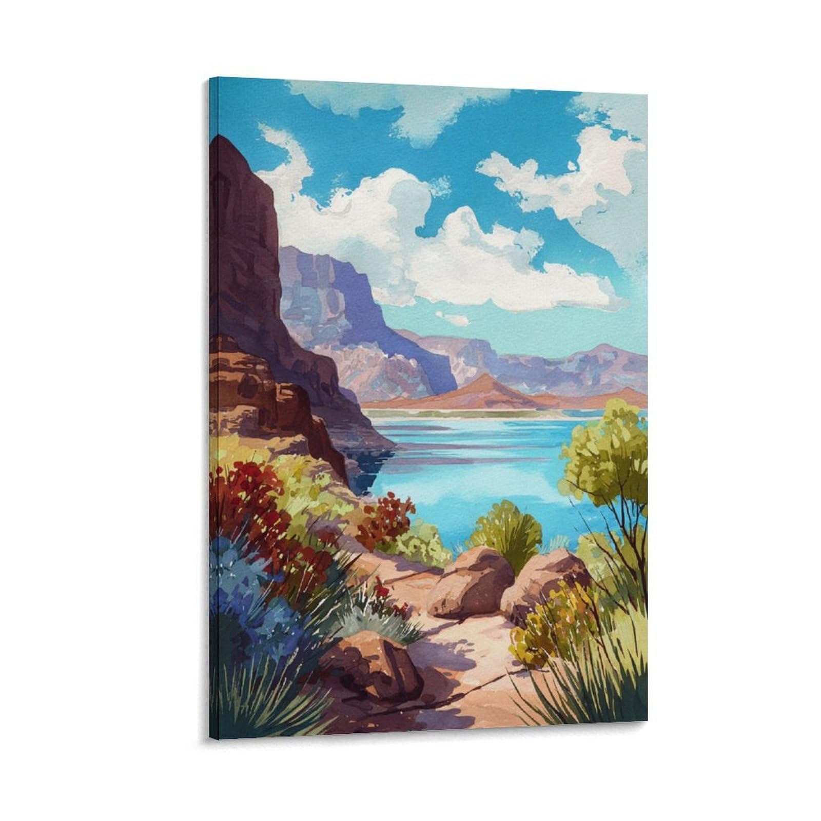 Bartlett Lake Posters 20x30inch(50x75cm) Vintage Watercolor Canvas Art