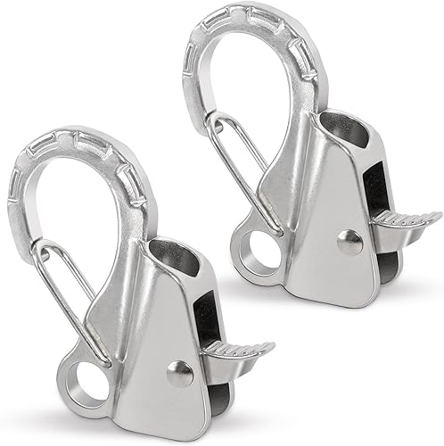 Miniatura 18 de Gancho de anclaje para barco, fácil de usar, sistema de anclaje sin nudos con liberación rápida, clips de gancho de anclaje de barco de acero