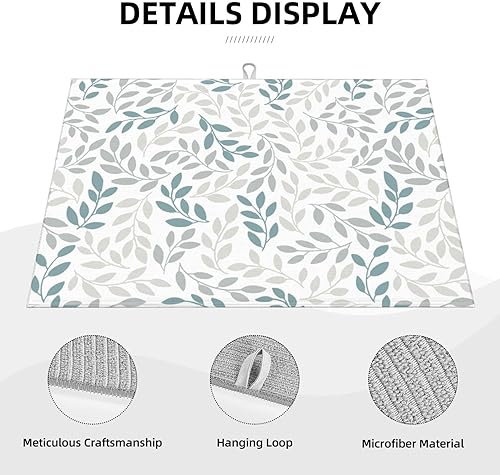 Vista 137 de Tapete de secado de platos de hojas florales verdes para encimera de cocina, 18 x 24 pulgadas, tapete absorbente reversible para platos Hoja floral