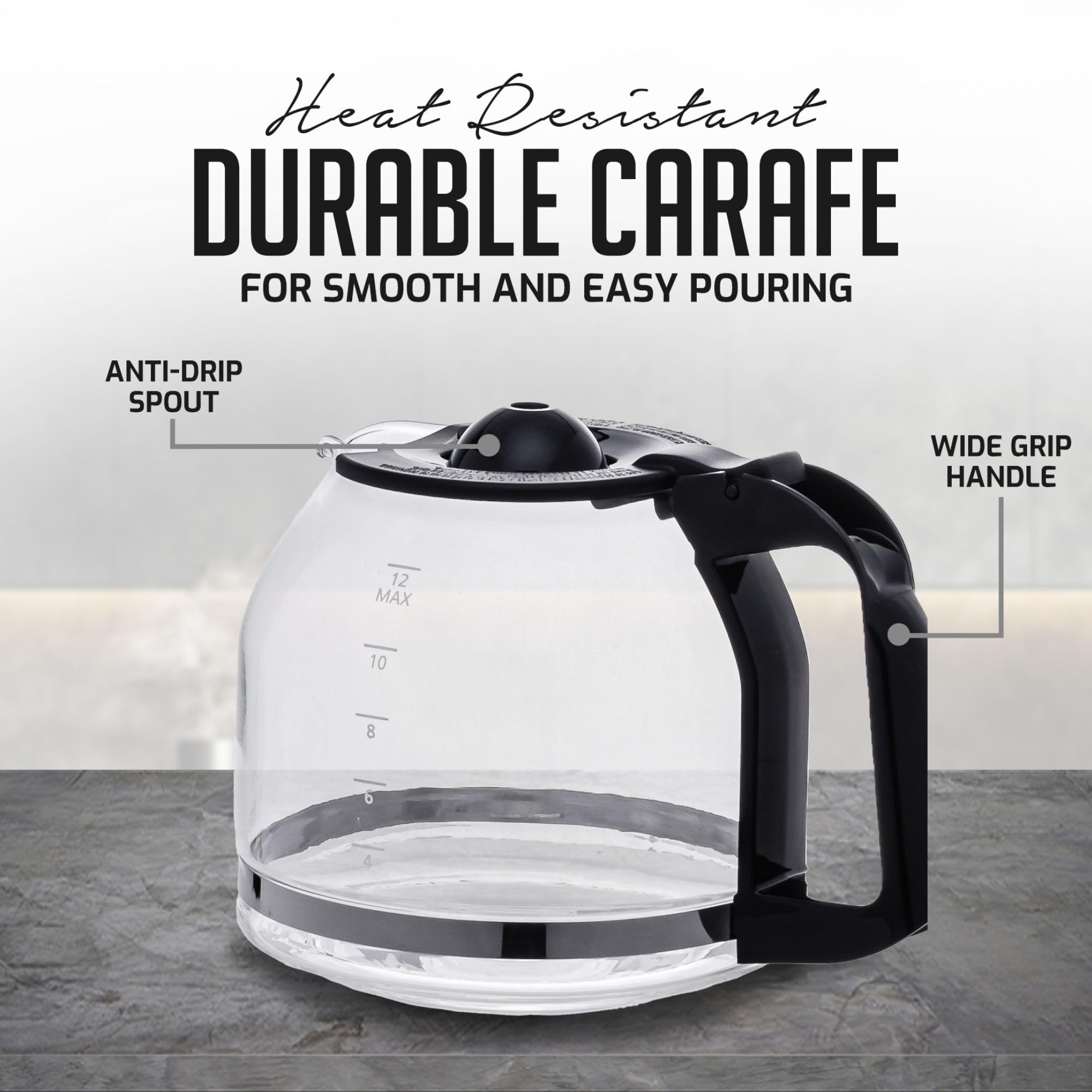 Ovente 12 Cup Drip Coffee Maker With Borosilicate Glass Carafe