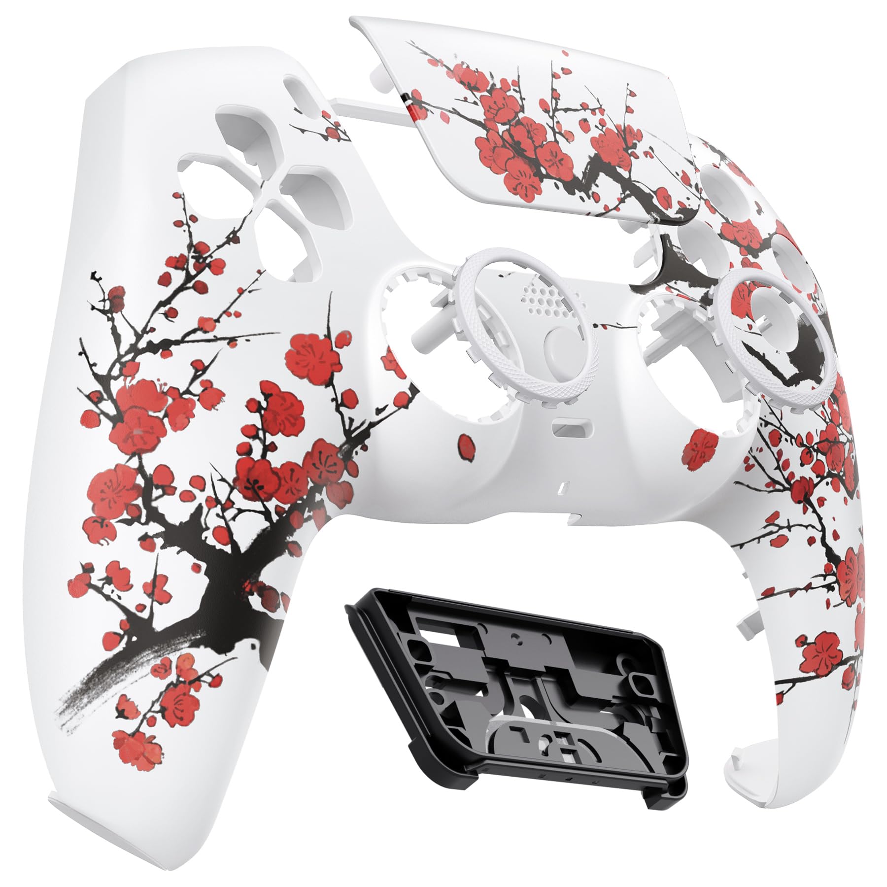 eXtremeRate Luna Cover per ps5 Controller Joystick,Shell Frontale Touchpad Ricambio,Scocca Ridisegnata&Anelli per ps5 Joypad BDM 010/020/030/040/050-Fioritura Invernale