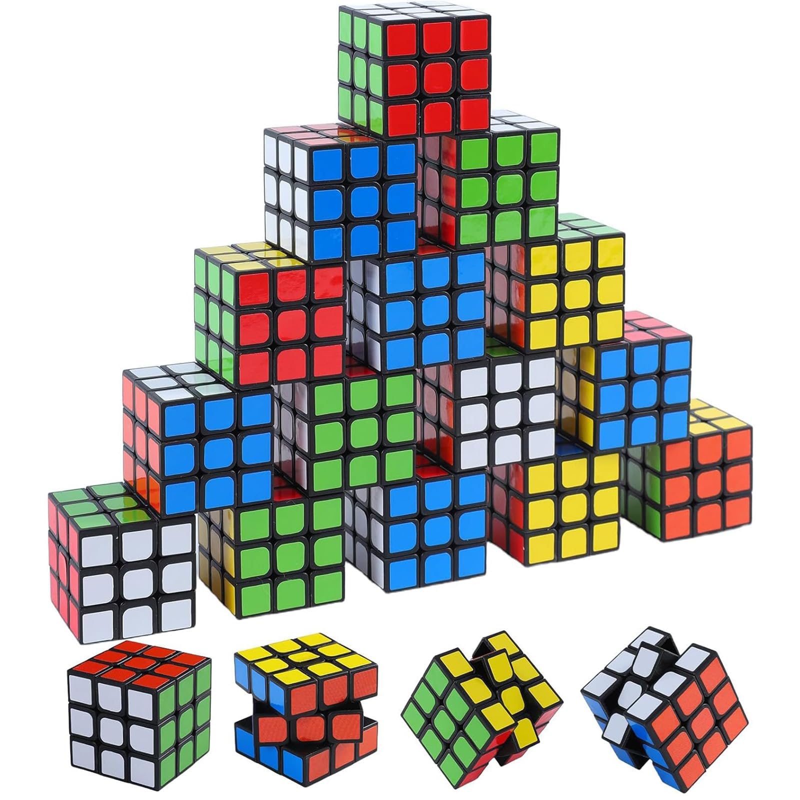 Novastream 24 Pack Mini Rubix Cube, 3x3 Rubik Cube Set, Rubic Cube Party Favours, Rubix Cube 3x3 Portable Puzzles for Adults & Teens
