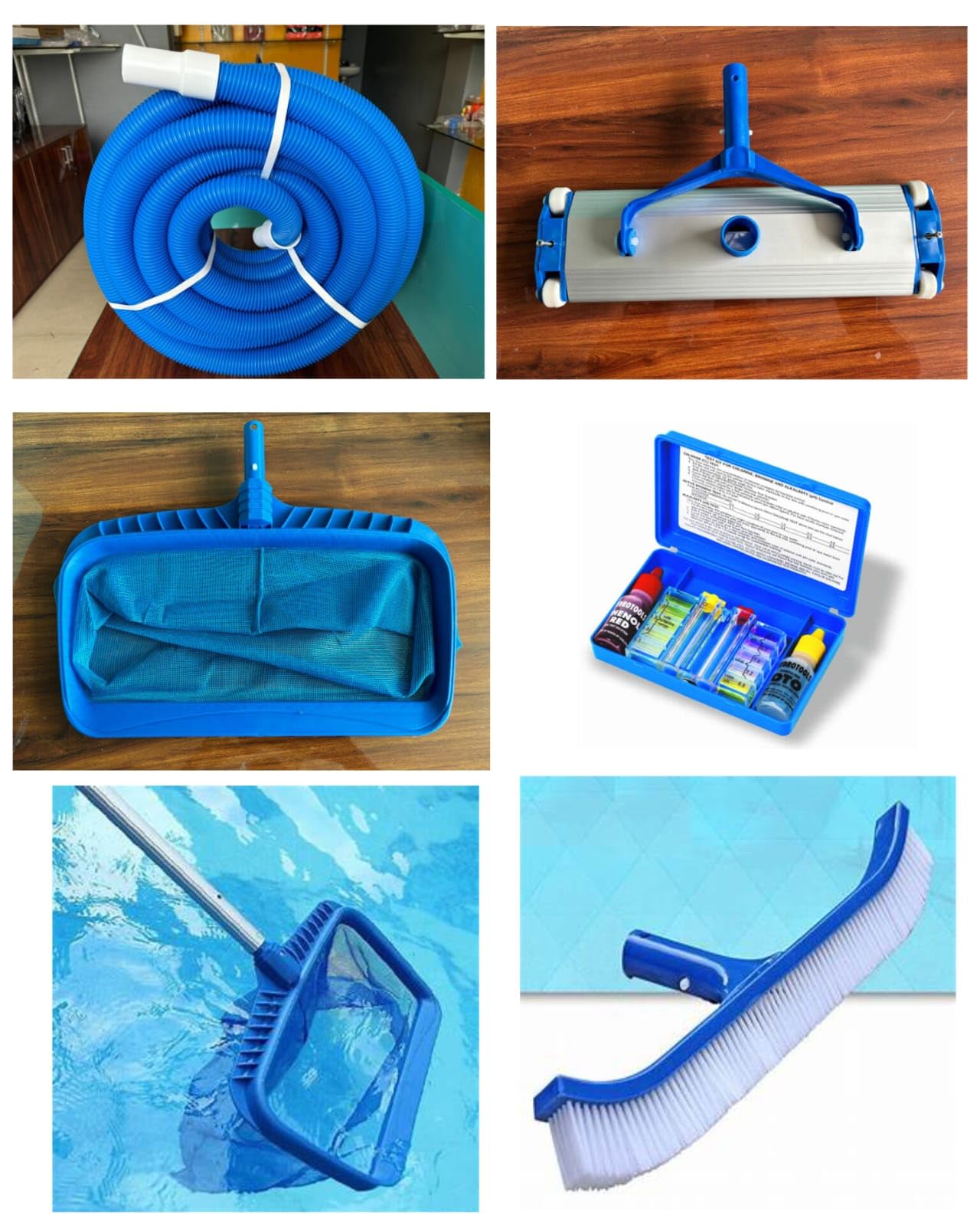 Swimming Pool Section Kit, Telescopipc Pole 16feet,Flexible Hose Pipe 15mtr, Vacuum Head 18 inch,Wall Steel Handle Brush 18inch, Test kit, Algae Brush, Leaf Net-image-26