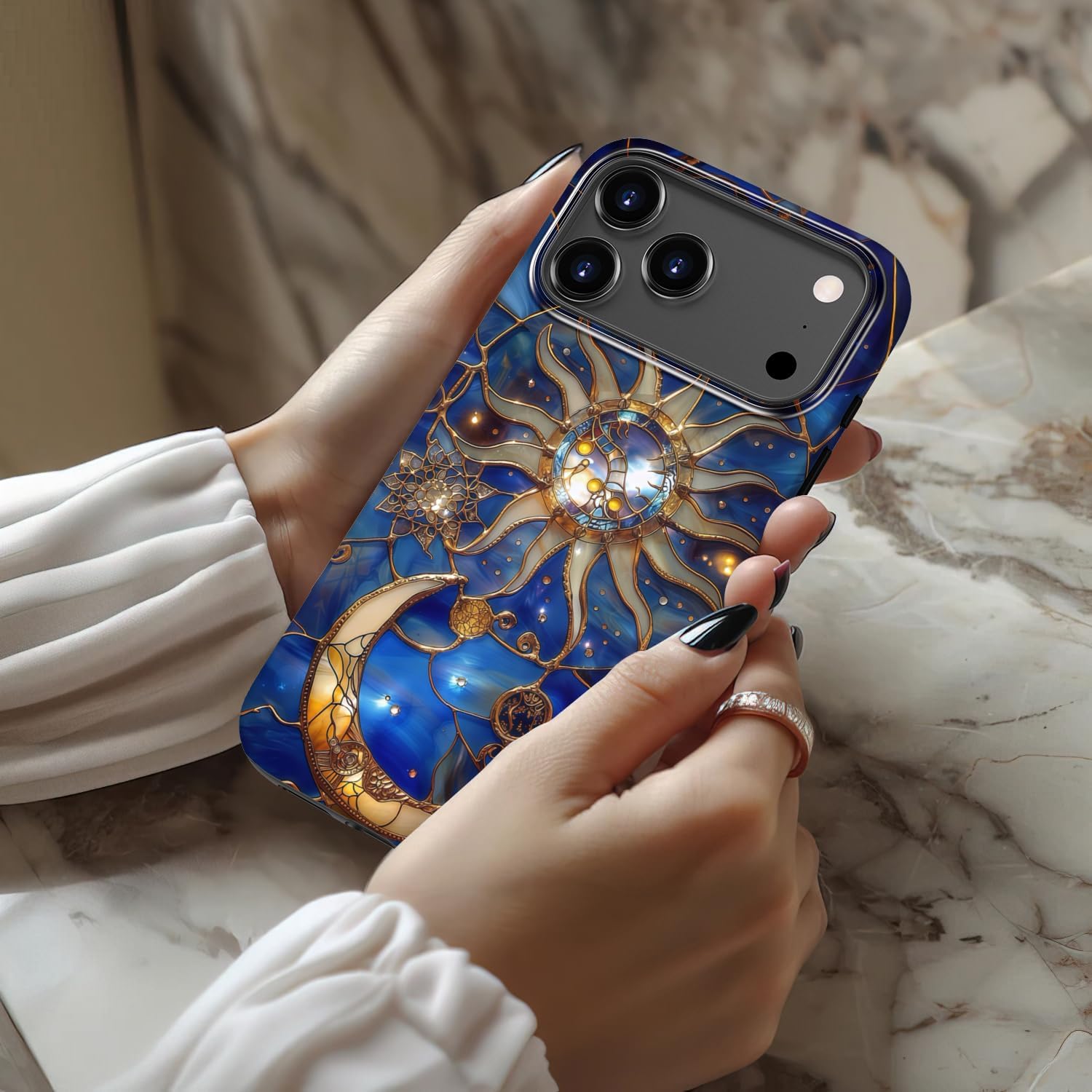 for iPhone Case Cute - Wireless Charging Compatible - Dual-Layer Hard Shell + Silicone Cover - Aesthetic Protective Phone Case for Women - Astral Mystique Astral Mystique iPhone 17 Pro