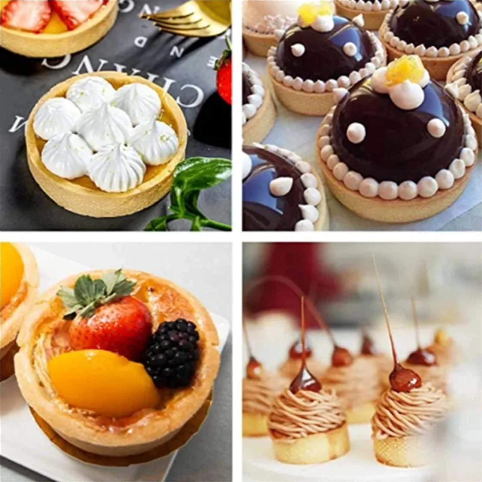 10 Stück 4 cm perforierte Tortenringe | Nahtloser Quiche- und Keksausstecher aus Edelstahl, Kuchen- und Tortenbackzubehör