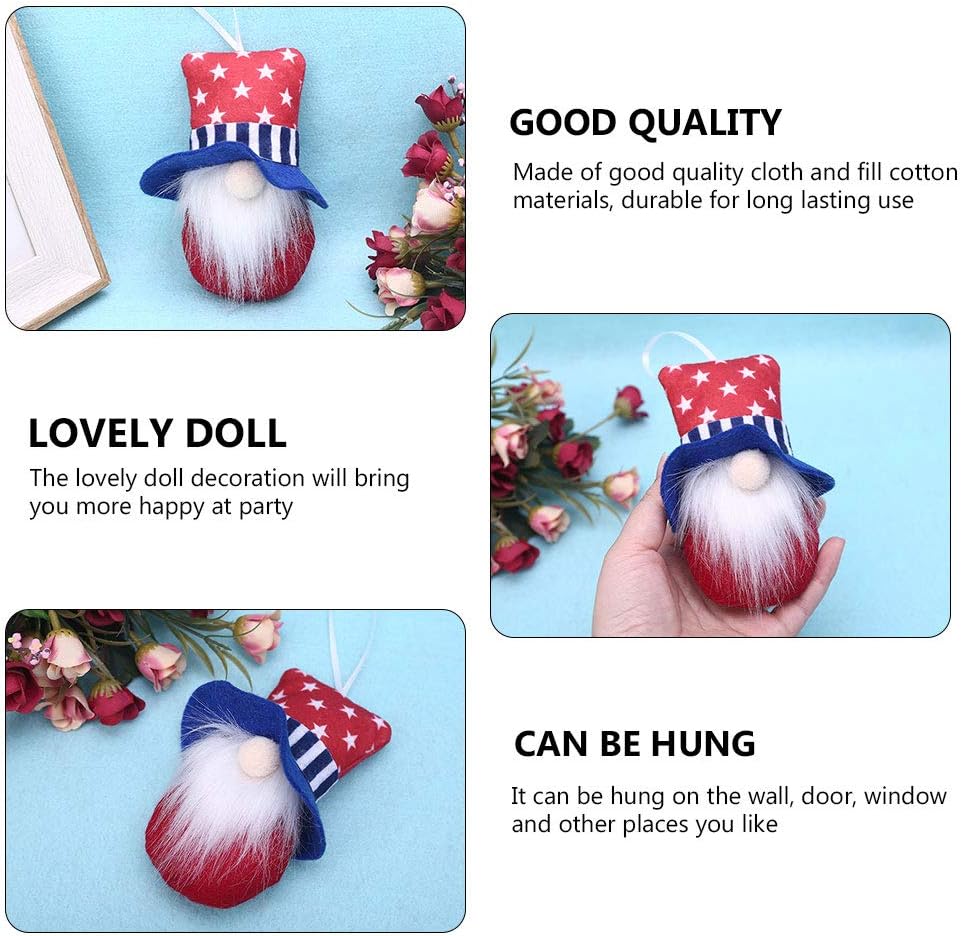 LUOZZY 8 Pcs Patriotic Independence Day Gnome Doll Decorations 4th of July Hanging Dolls Decorations for President Election Party Decorations