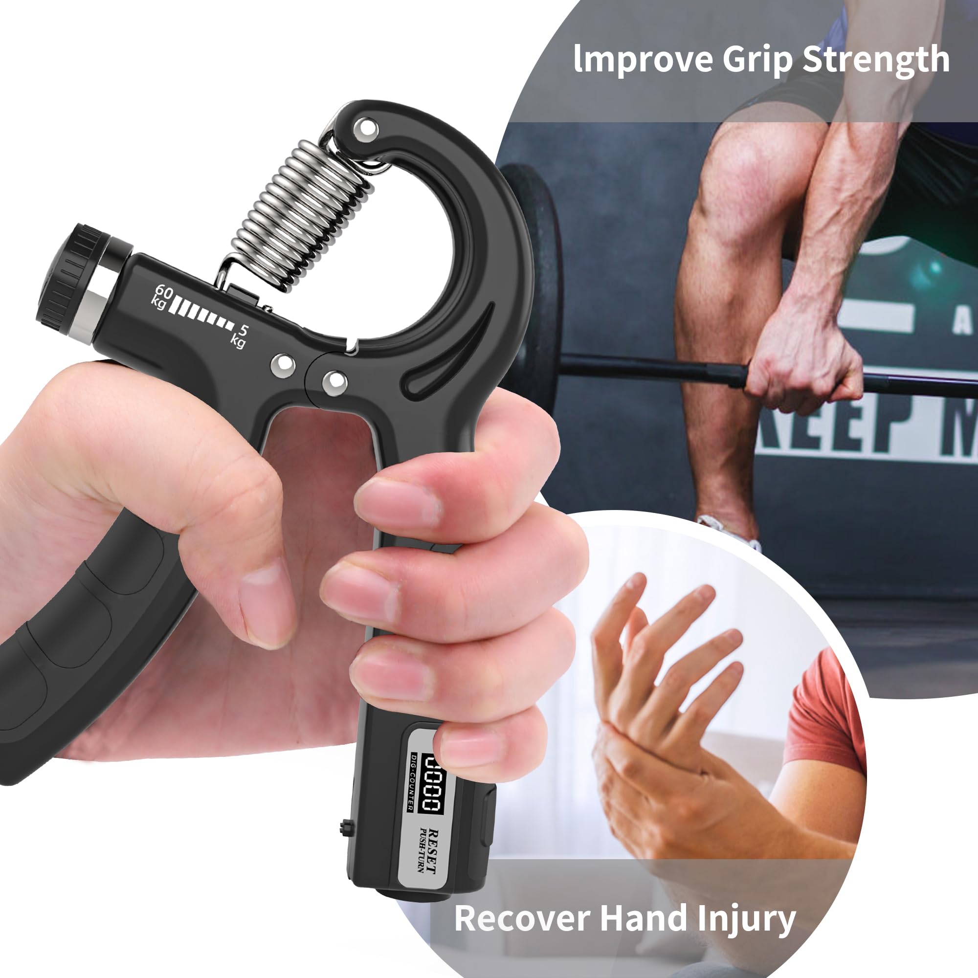 Hand Grip Ejercitador De Manos Ajustable PROIRON - 5-60 Kg - Con Contador -  Para Fuerza De Agarre Hand Grip Ajustable 5-60kg Contador
