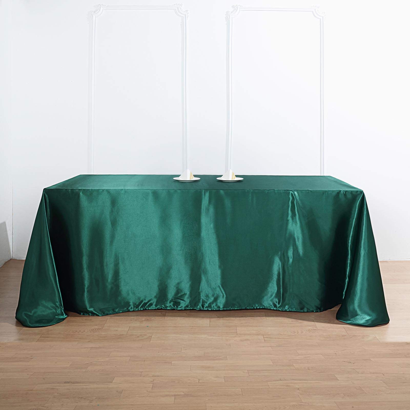 Efavormart Rectangle Satin Tablecloth, 90"x156" Smooth Oblong Washable Table Cloth, Decorative Silky Fabric Table Cover for Wedding, Party, Banquet- Hunter Green