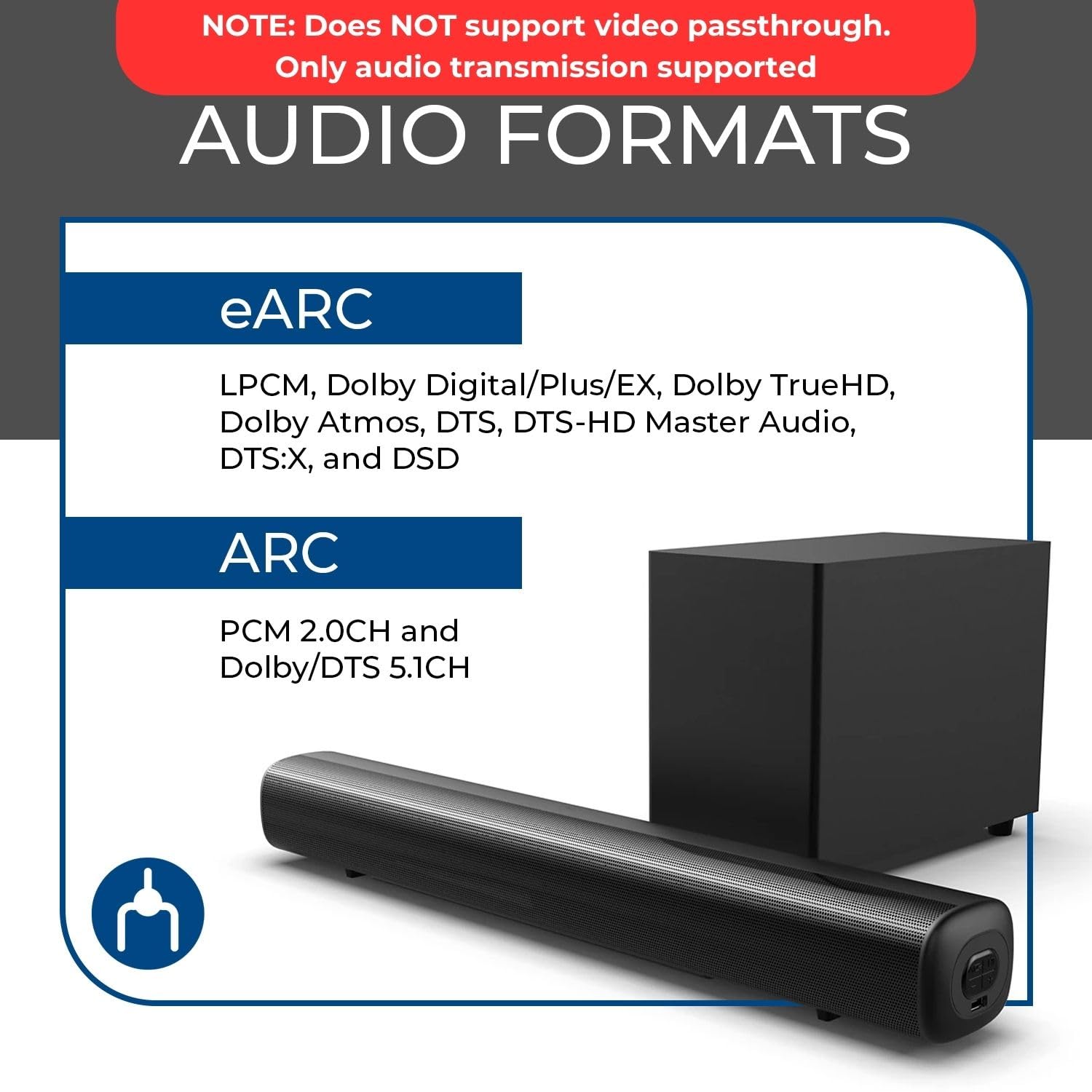 OREI eARC - Divisor de audio 1 en 2 salidas - Extractor y divisor de audio HDMI ARC/eARC, Dolby Atmos, DTS:X, TrueHD, control de volumen CEC, adaptador de audio de barra de sonido dual