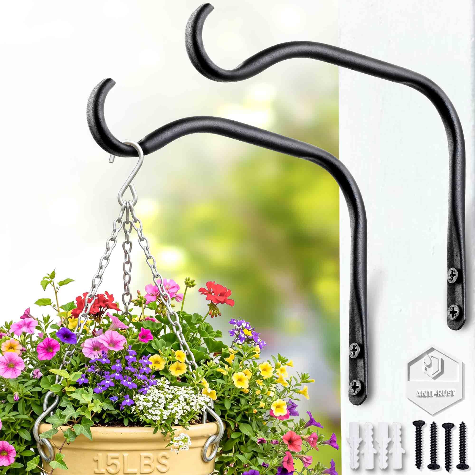 Lifyzoon Outdoor Plant Hangers Brackets, 6 Inch 2-Pack Metal Wall Hanger