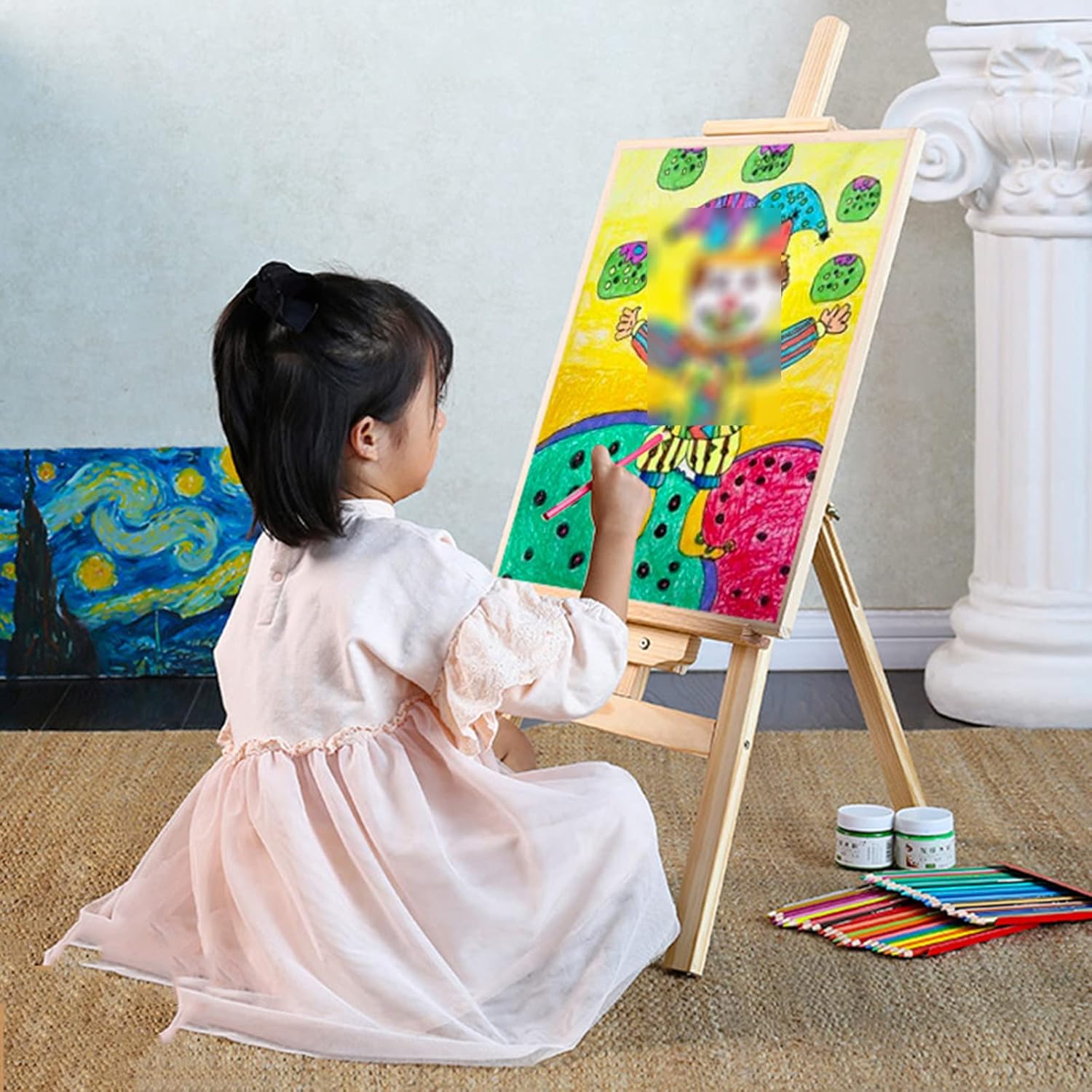 鉛筆画 人物画 木製フレーム付き 木製 Aフレーム アーティストイーゼル - 90cm - スタジオ