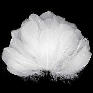 Craft Art Decor Feathers, 100Pcs White Handmade Feathers, Goose Feathers 7-12cm, Fluffy Decorative Feathers for Home Decor Costumes, Wedding, Masks Party, Headwear