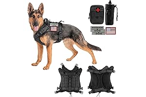 Military Dog Tactical Vest Harness with Detachable Pouches and Pockets for Outdoor Training