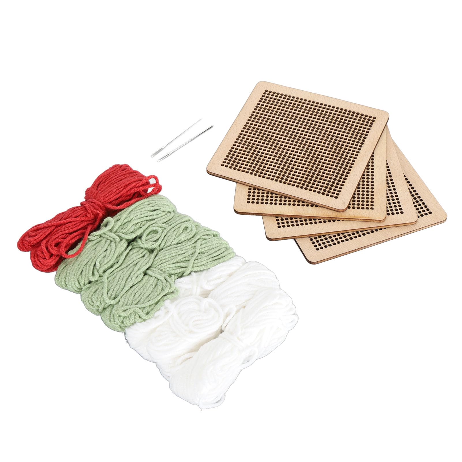 XGOUGUAAU Kit per principianti a punto croce da 4 pezzi, motivo floreale, kit per ricamo con ricamo ad ago per principianti (Verde chiaro)