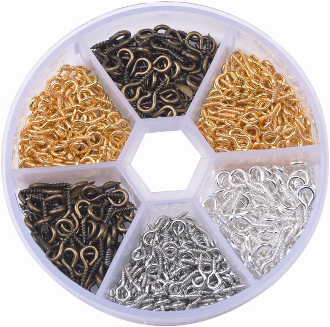 POPETPOP 600pcs Material Horn Nail Pendant Screw Eye Pin for Jewelry Making and DIY Crafts