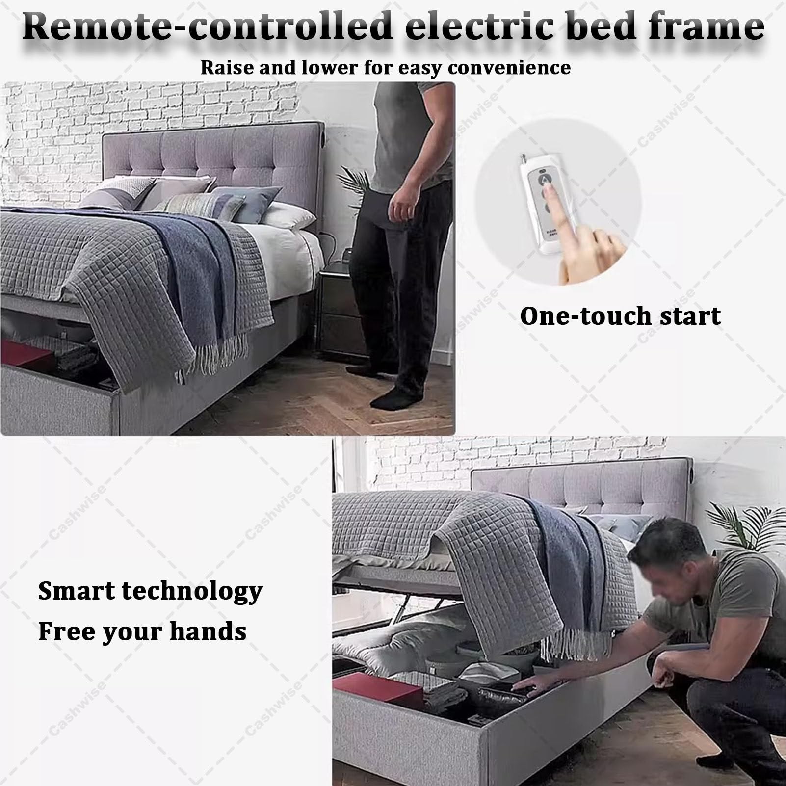 Elektryczny mechanizm podnośnika do łóżka, nośność 600 kg, z pilotem do schowka i podstawy do kanapy.