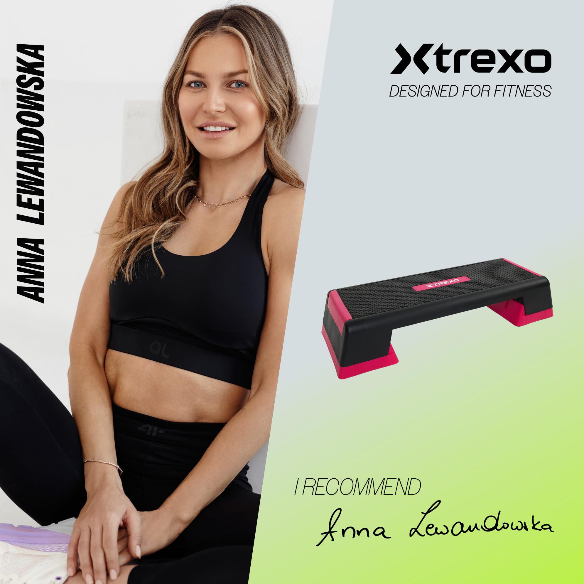 TREXO Paso aeróbico 98 x 38 cm para entrenamiento cardiovascular y fitness, altura regulable 15-20-25 cm, polipropileno duradero y TPR aeróbic step de alta calidad hasta 250 kg, color rosa