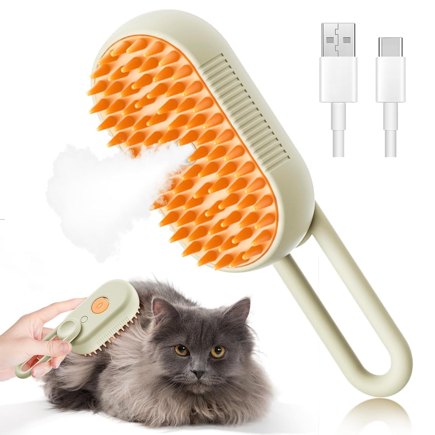 Relizaa - Cat Steam Brush, 3 in 1 Pet Hair Removal Comb, Pet Steam Brush for Dogs and Cats to Remove Knotted Hair, Massage and Detangle, Steam Pet Brush for Cats for All Pets.(Multicolor) (B0DFTQG3Z9) Amazon Price History, Amazon Price Tracker
