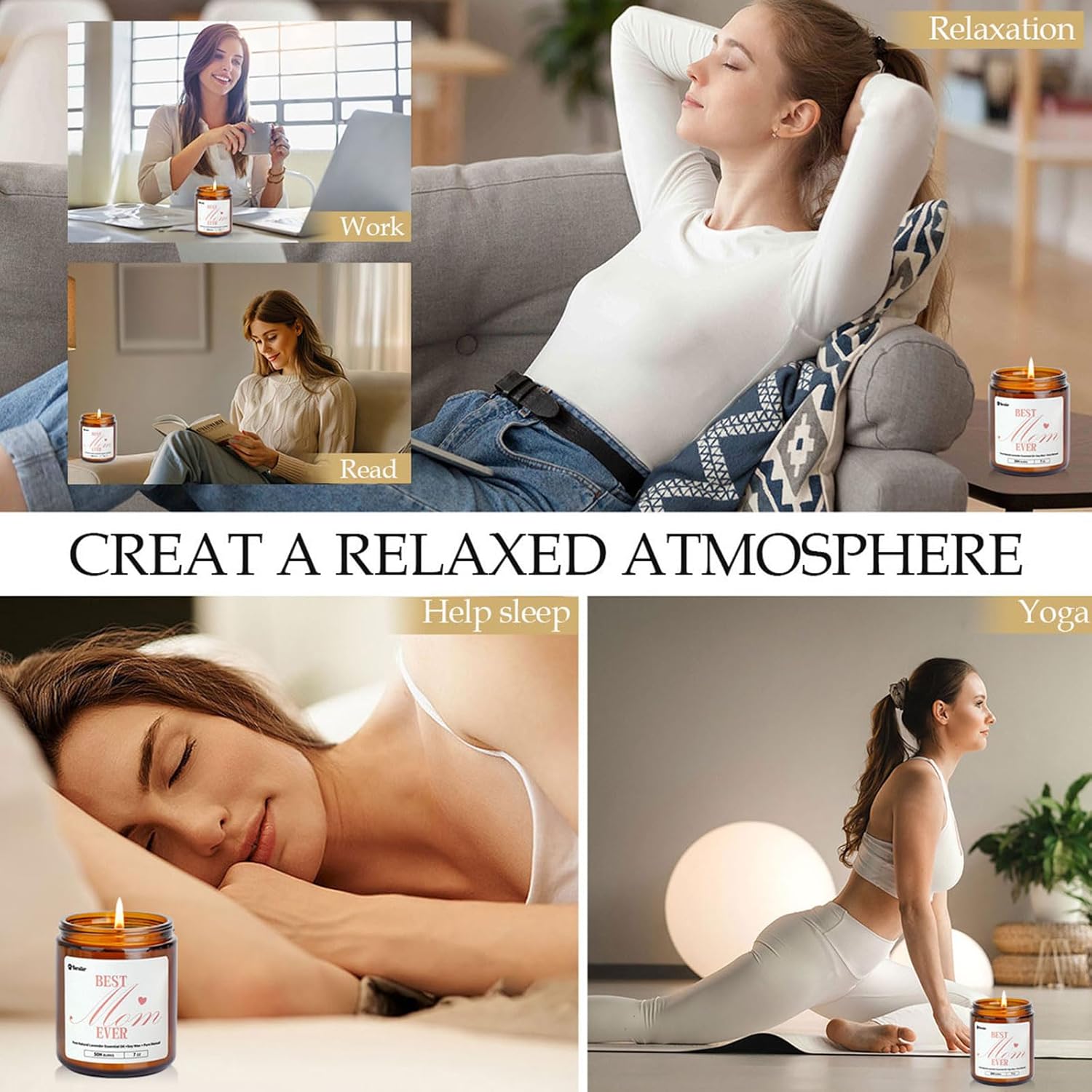 Gifts for Mom from Daughter or Son, Christmas Birthday Mothers Day Candles Gifts for Mom, Lavender Eucalyptus Aromatherapy Candle for Women Help with Stress Relief, 50 Hour Burn Time, 9 oz - Image 7