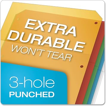 TOPS Cardinal Poly Ring Binder Pockets, No Tabs, Double Pocket, Multi-Color (84007), Letter Size, 5 Folders per Pack