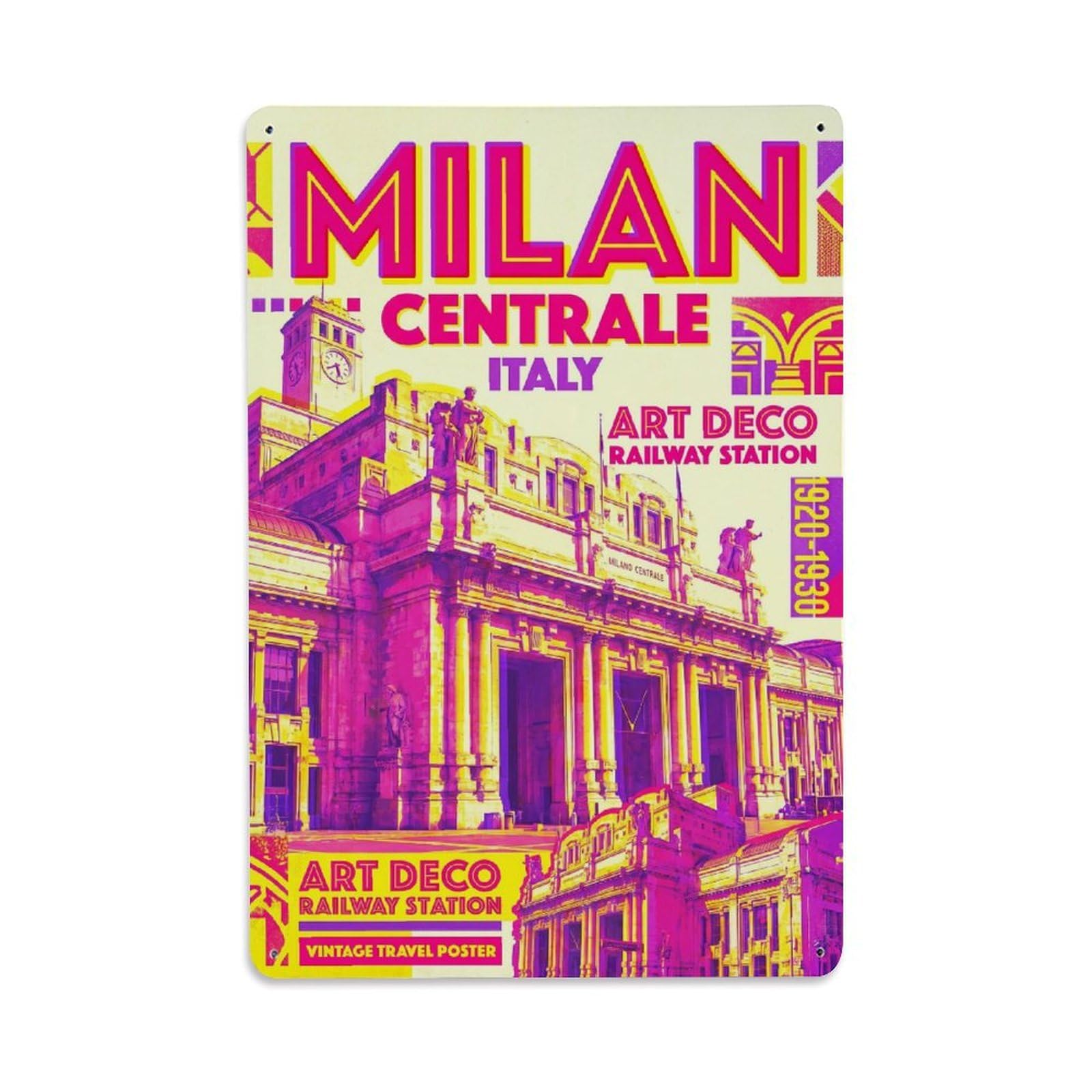 Olhnbad Style Cityscape Milan Italy Graphic City Travel Metal Tin Sign