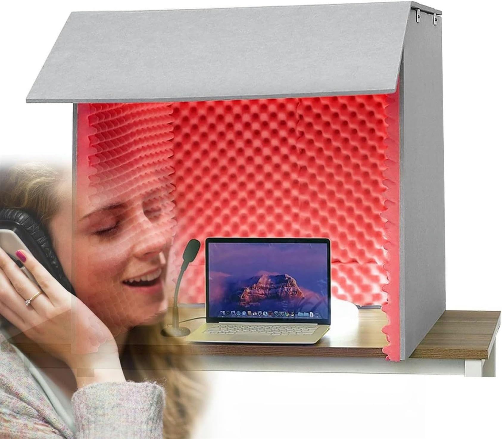 Cabine d'insonorisation CNPRAZ studio de bureau pour podcasts et voix off claires à la maison