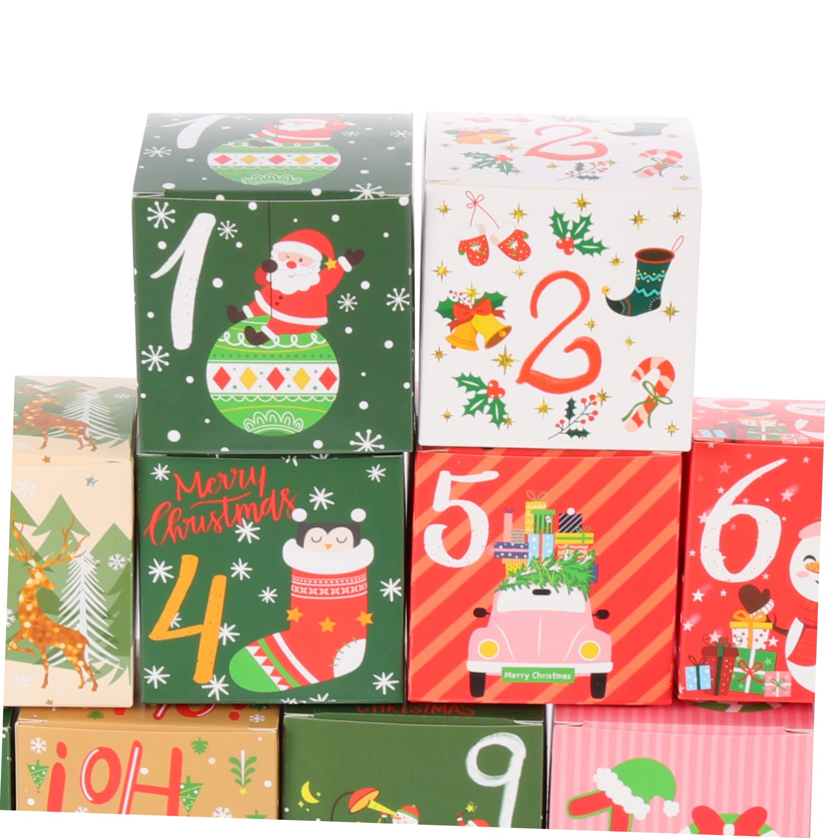 PRETYZOOM 96 Piezas Caja de dulces de cuenta regresiva cajas de de navidad de christmas wrapping paper navideños cajas de galletas dulces tratar