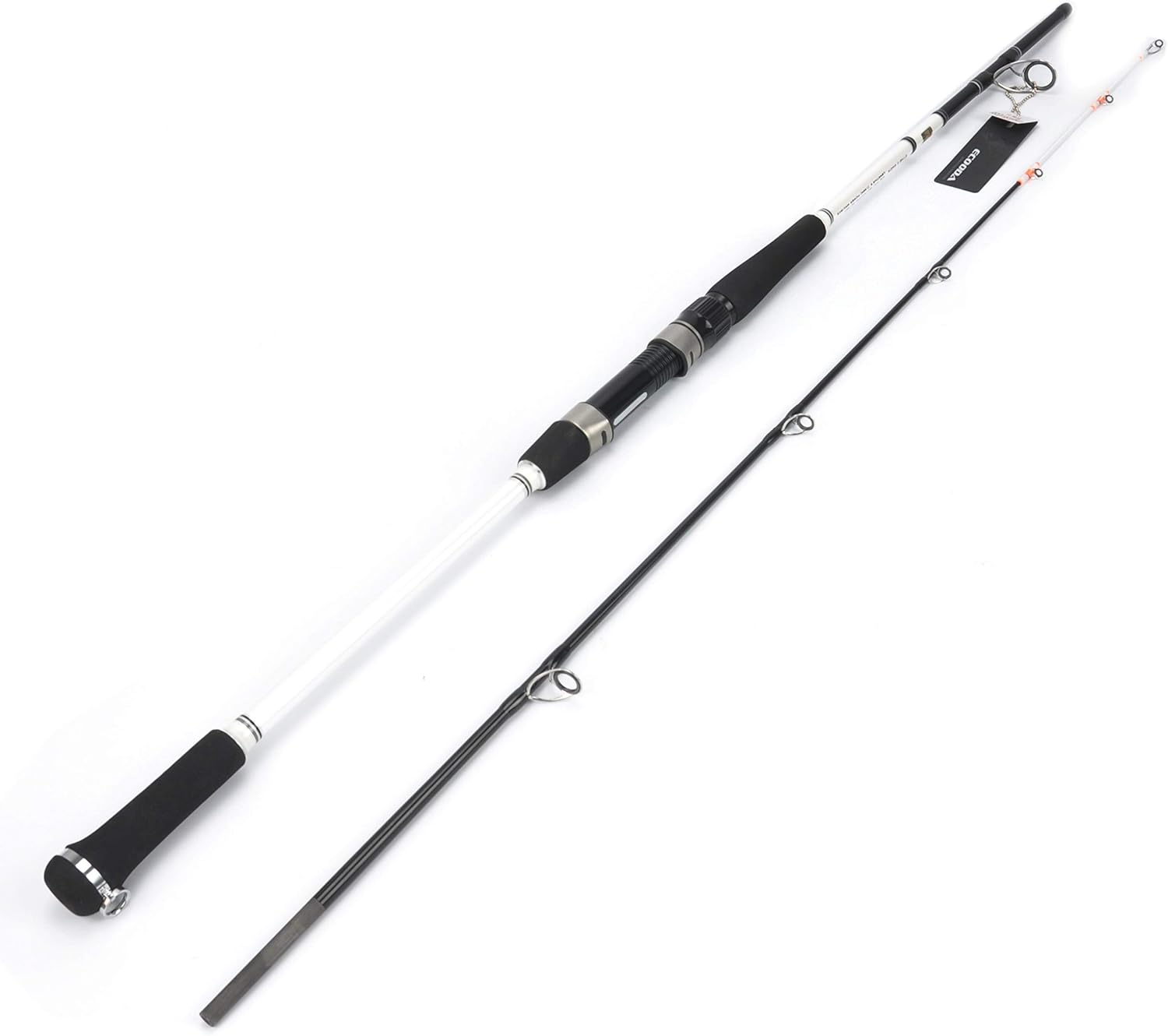 2-Pieces Saltwater Offshore Casting/Spinning Carbon Fiber Boat Fishing Rod Portable Travel Fishing Rod with Pearlized Color Rod Tip (Length 6?6?/7?6?/8?6? Max Drag 35/44/57 LB) Black(SPINNING) Spinning6'6"