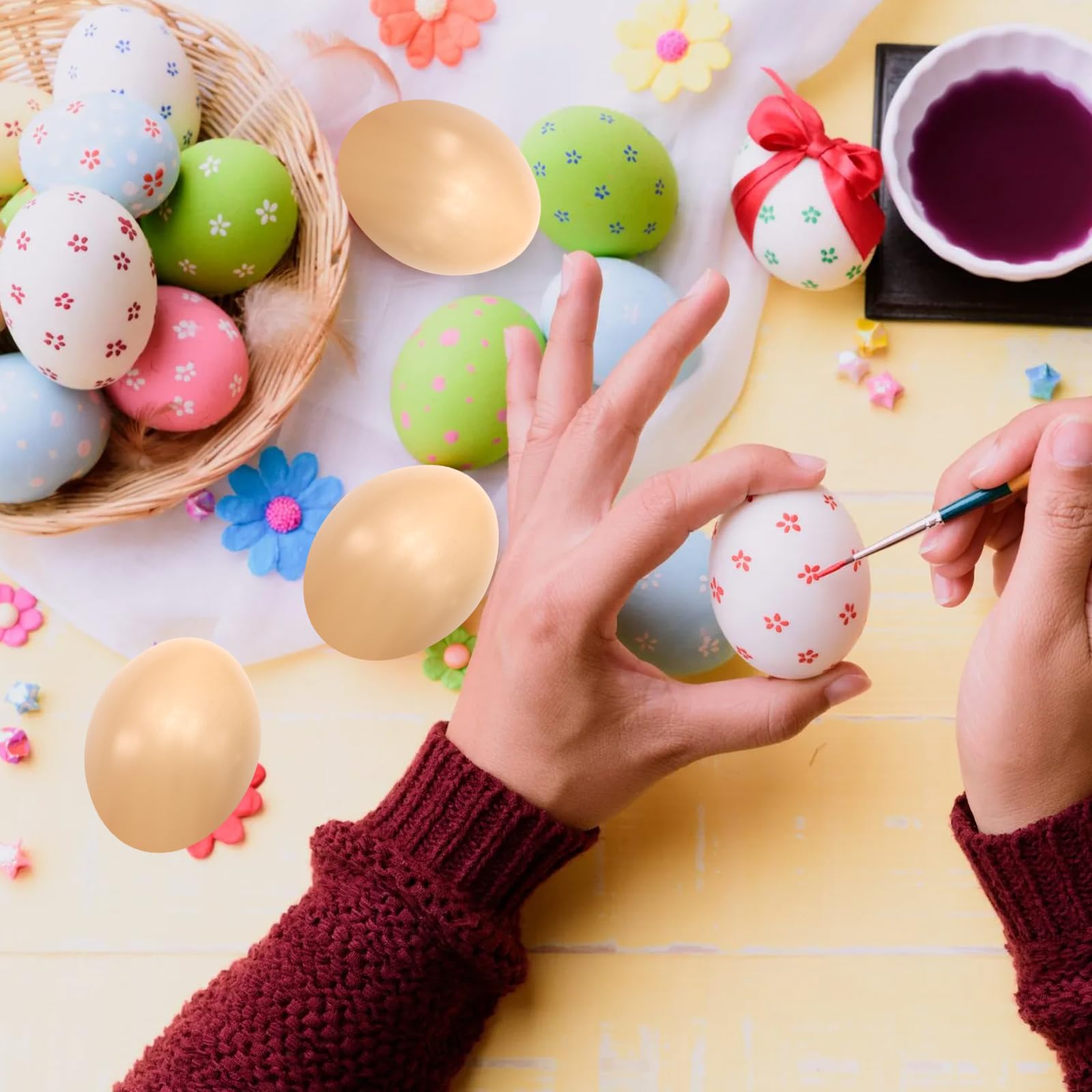 Faux œufs de Pâques, œufs en plastique non peints, œufs de Pâques pour travaux manuels, chasse, panier de remplissage, cadeau de Pâques, décorations de fête