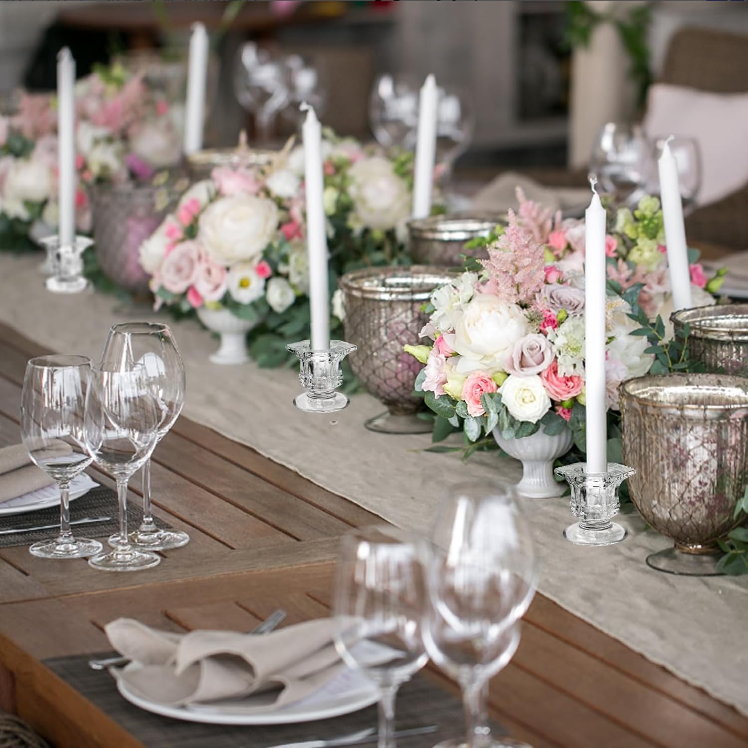 36 Pcs Candlestick Holders 2 Style Taper Candle Holders Bulk Small Glass Candle Holder for Wedding Table Centerpiece Home Party Decor - Image 4