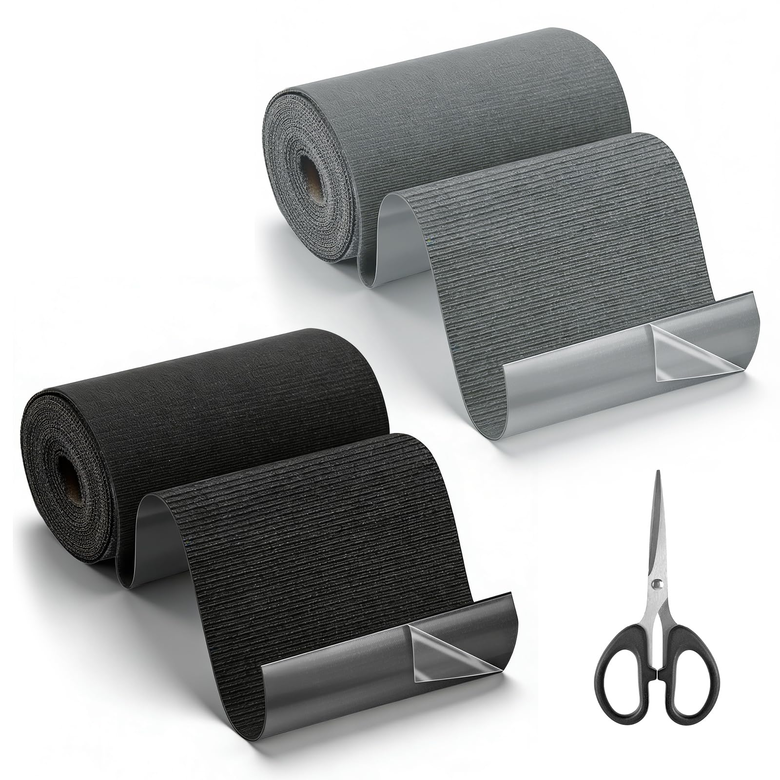 2 Stück Gewebe-Reparaturband, 10x200cm Textilklebeband Wasserdicht, Gewebe-Reparaturband für Sofa, Autositze, Zelt, Markise, Segeltuch, Daunenjacke, Löcher in Stoff (Schwarz+Grau)