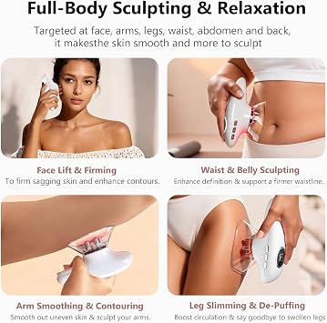 CXGRISE Body Sculpting Machine, 4 in 1 Cellulite Remover for Legs, Adjustable Cellulite Massage Tool, Home Use Cupping Therapy Tool for Belly, Waist, Arms, Legs and Face (Beige)