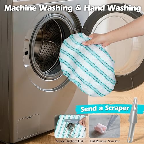 Miniatura 8 de MASTERTOP Trapeador plano de microfibra, trapeador de polvo de superficie extra grande con 5 almohadillas reutilizables para húmedo y seco, mopas de