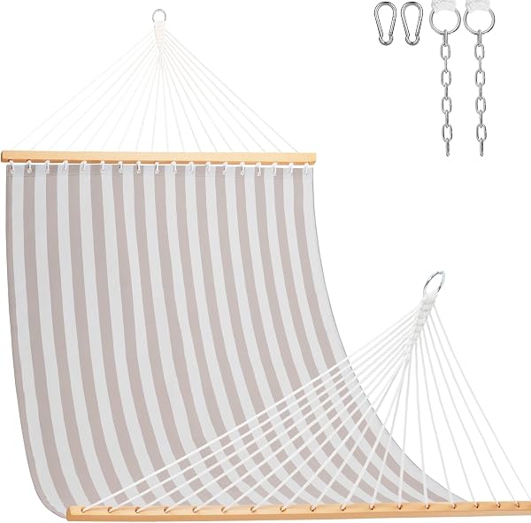Lazy Daze Hammocks Quick Dry Hammock with Spreader Bar 2 Person Double Hammock with Chains