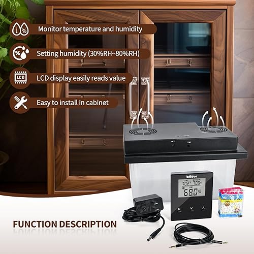 Miniatura 2 de Briidea Humidificadores eléctricos para gabinete (10-50 pies cúbicos), 30% HR  80% RH valores de ajuste de humedad, temperatura y humedad de