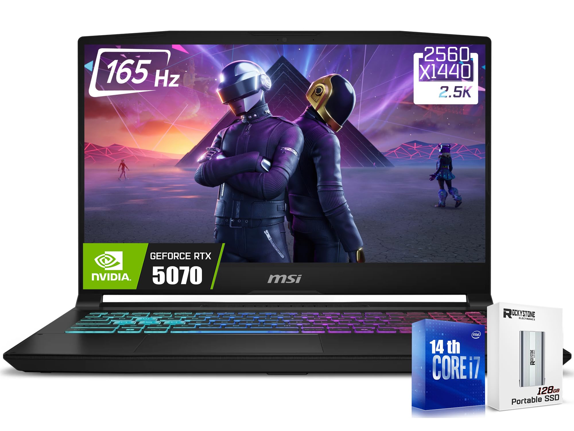 Katana HX Gaming Laptop, 15.6” 165Hz QHD IPS Display, 16-core i7-14650HX (>i9-12900H, UP to 5.2 GHz, GeForce RTX 5070, Copilot+ PC, RGB Backlit Keyboard, Win11, Black(16GB DDR5 RAM | 1TB SSD)