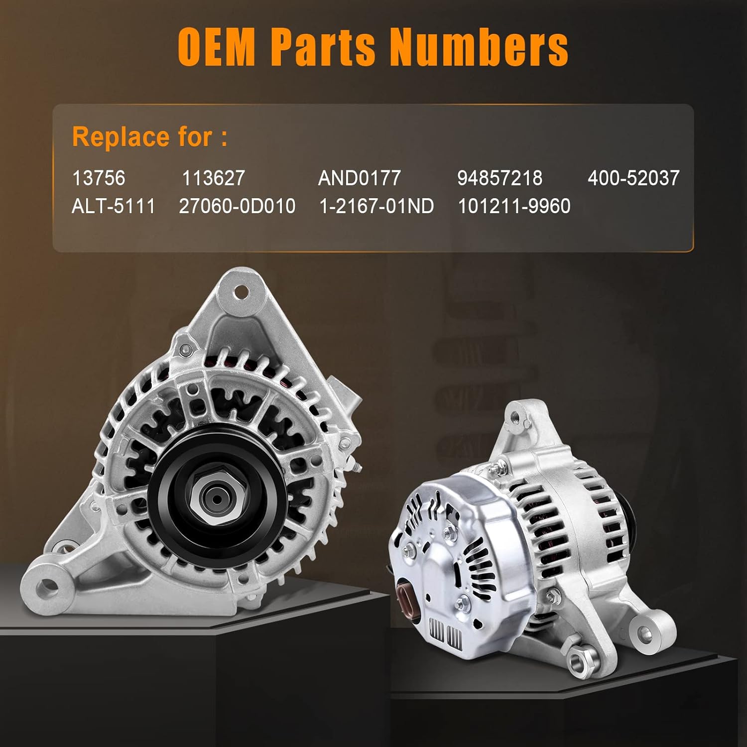 Alternator 80 Amp/12 Volt Compatible for Toyota for Corolla 1998-2002 for Chevrolet for Prizm 1998-2002 - 13756 AND0177 400-52037