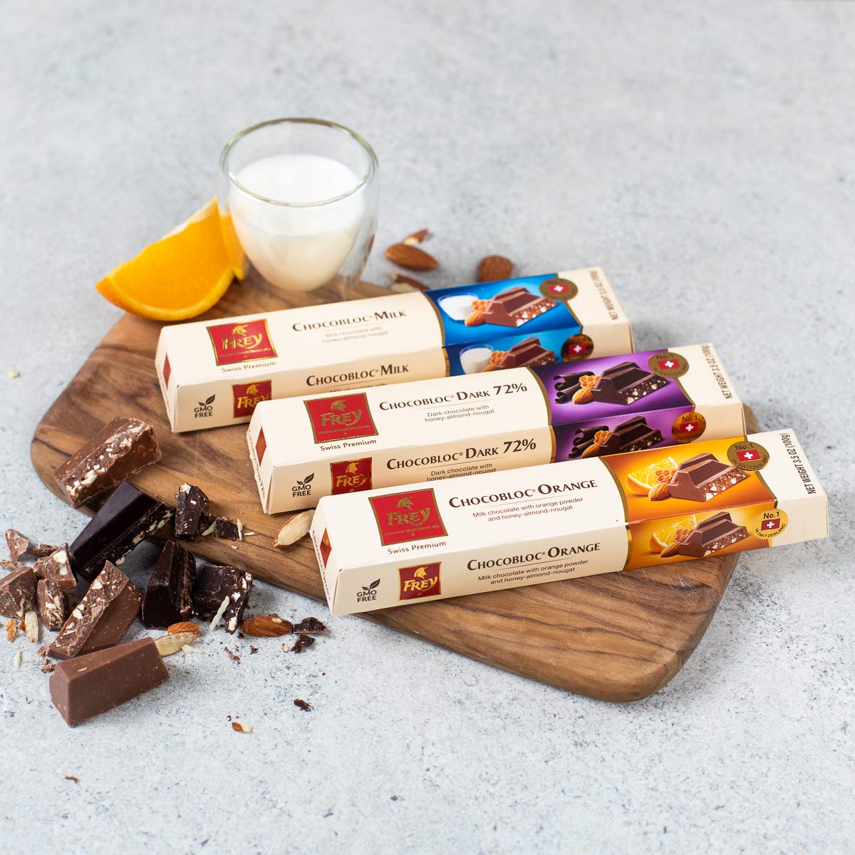 Frey Chocobloc Bar Milk Chocolate Premium Swiss Chocolate GMO