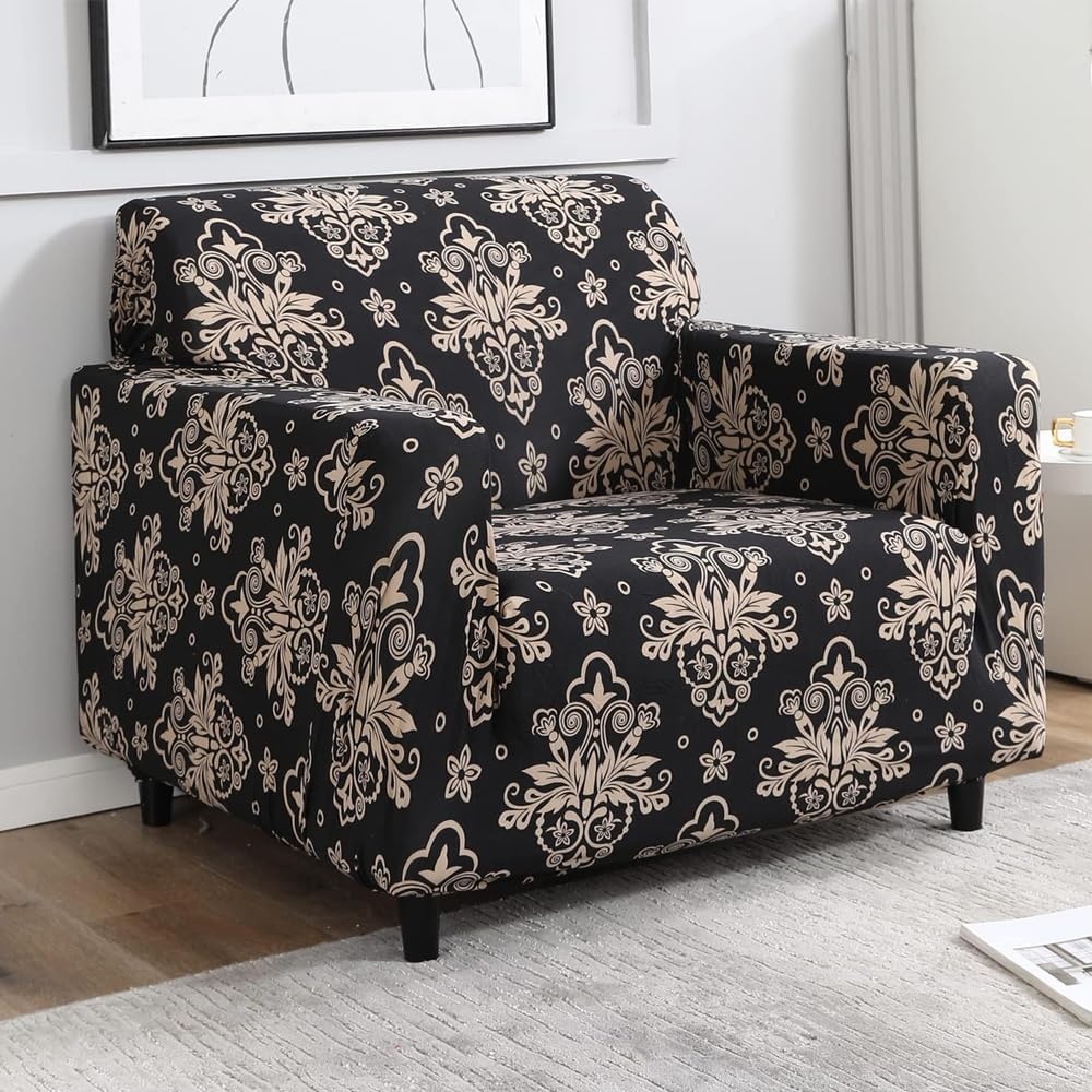 B BESTILO Universal Polyester Blend & Spandex Sofa Cover Big Elasticity Cover for Couch Flexible Stretch Sofa Cover | 120 GSM (Cambaric Black, Single Seater (90-145cm)) (B0DF7BKFZH) Amazon Price History, Amazon Price Tracker