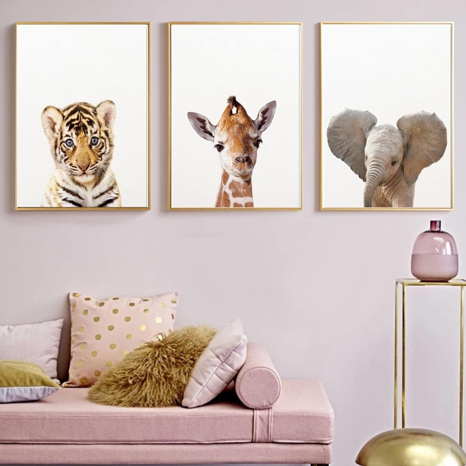 Animal bebé Lienzo Pintura Cartel Tigre león Mural Moderno Animal Pintura nórdica habitación de guardería decoración del hogar Pintura 40x50cmx3 Marco Interno