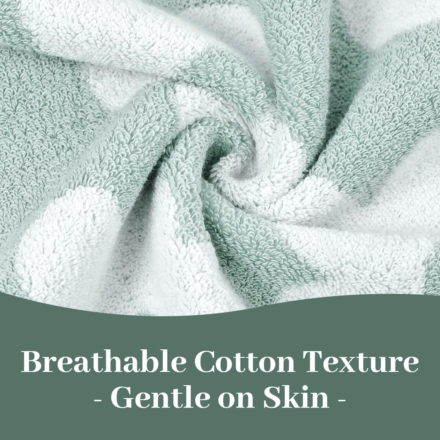 Jacquotha Floral Bath Towels Set of 2, Light Seafoam, Cotton, 27" x 55" | Soft Quick Dry Absorbent, Bathroom Beach Pool Spa Travel, Extra Large, Farmhouse & Rustic Daisy Pattern, Women Girls