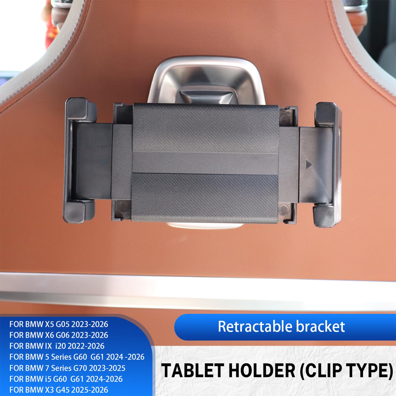 KUNGKIC Supporto per tablet da auto per BMW X3 X5 X6 I20 G05 G06 G45 G60 G61 G70 Estensibile Supporto per cellulare Poggiatesta universale girevole a 360° (Supporto per tablet 2.0)