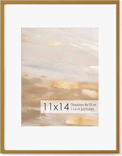 Miniatura 408 de Fun Memories Portarretratos de metal de 16 x 20 pulgadas con paspartú de 11 x 14 pulgadas, acabado de aluminio cepillado, parte delantera de vidrio