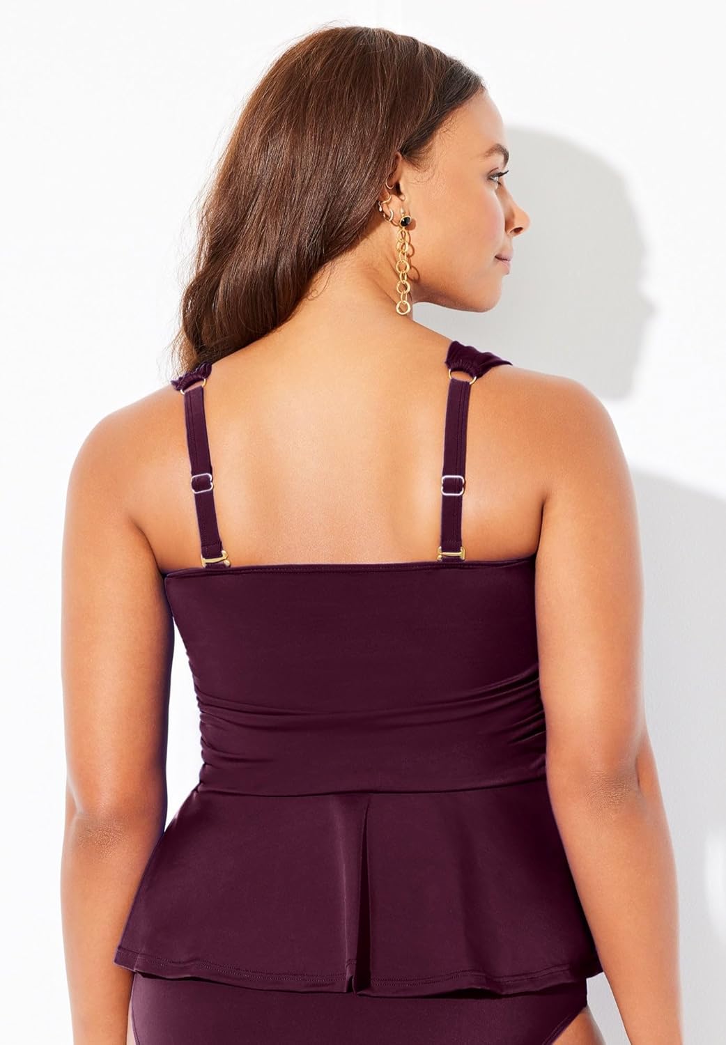 Swimsuits For All Women's Underwire Shirred Ring Bandeau Tankini Top (Plus