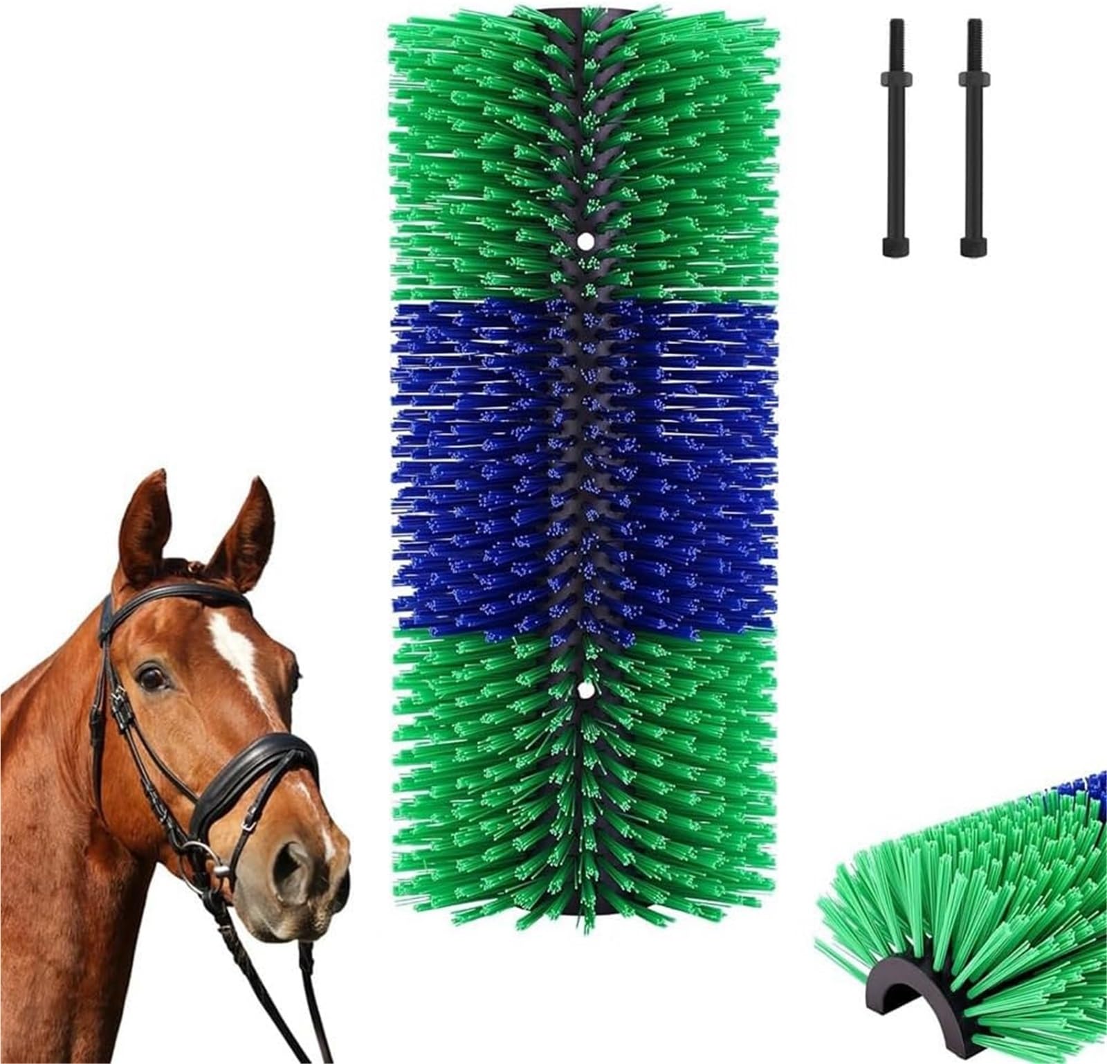 Brosse de massage pour chevaux et vaches couleur vert avec action exfoliante