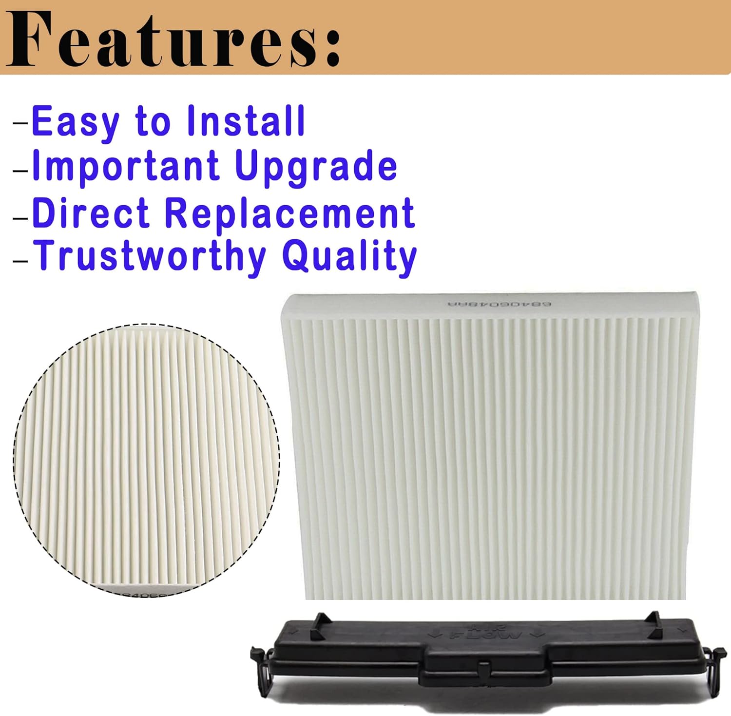Ram Cabin Air Filter & Filter Access Door Compatible with Dodge Ram 1500 2500 3500 4500 5500 Avenger Caliber Journey Compass Patriot Chrysler 200 68318365AA Filter 68406048AA
