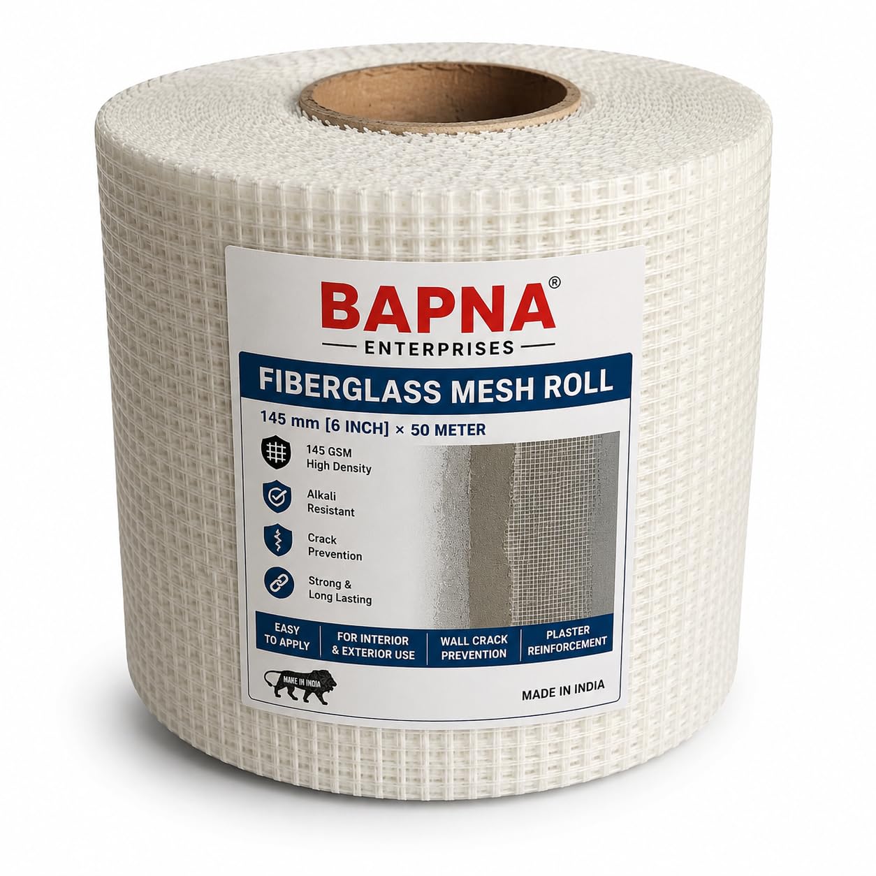 Fiber Glass Mesh Roll 150 mm Width X 50 Meters Length 145 GSM Thickness [6''inch]-image-47