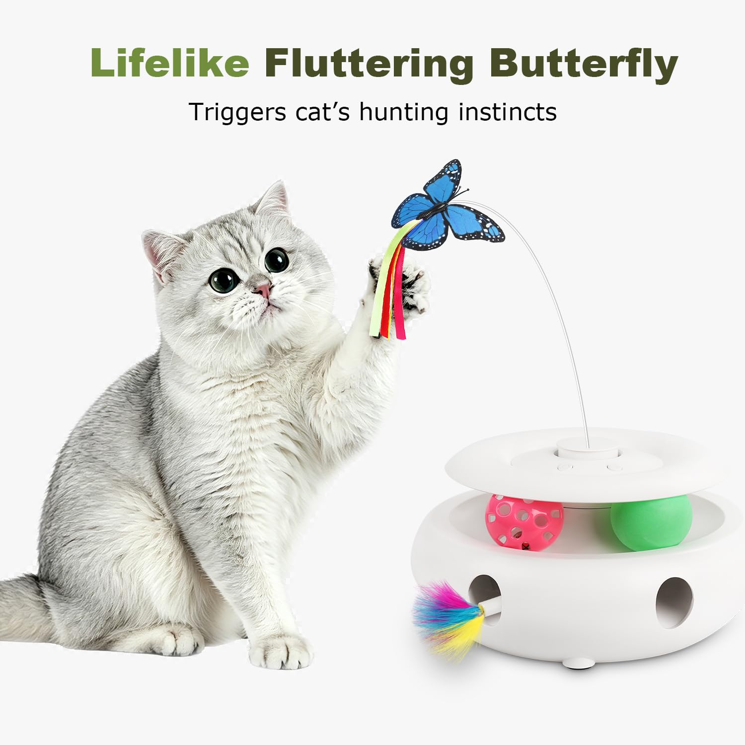 Jouets interactifs pour chat Blanc